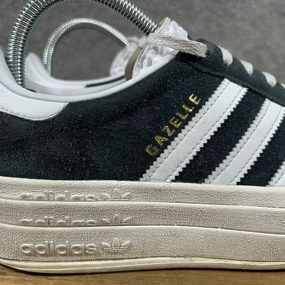 Adidas Gazelle Women's Size 7.5 Bold Black White Casual Platform Shoes Used